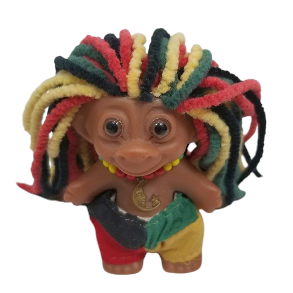Vintage Skankin' Rasta Troll Multicolor Dreadlocks 3 in. Tall